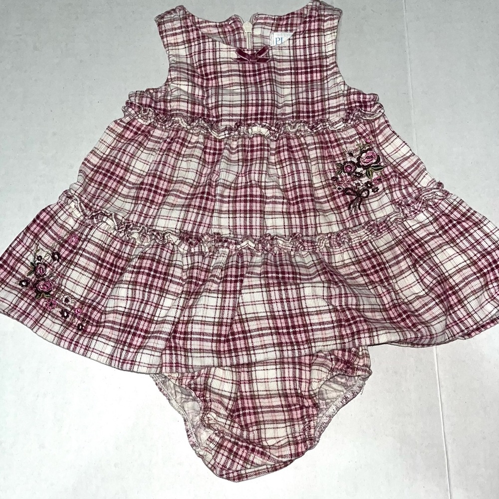 The Children's Place Plaid Corduroy Dress with Matching Diaper Cover 3-6‎ Months